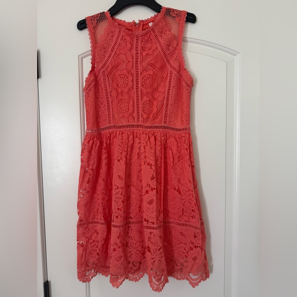 Xhilaration Coral Lace Fit-and-Flare Dress